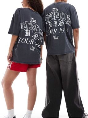 ASOS The Notorious B.I.G. Oversized T-Shirt Grey Unisex X-Small